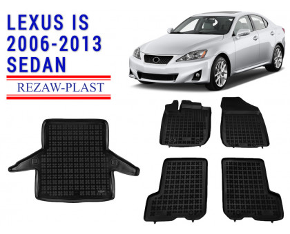 Rezaw Plast Floor Mats Trunk Liner Set For Lexus Is Sedan Black